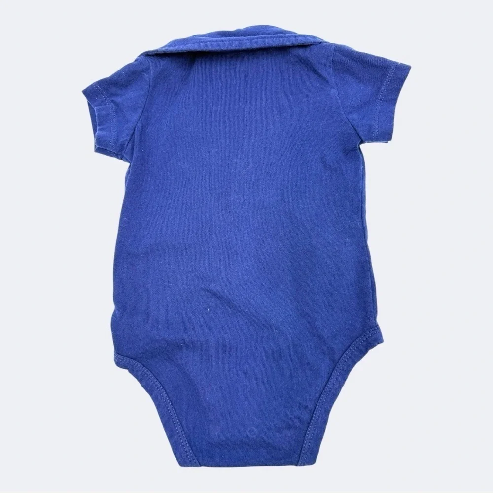 Carter's Blue and Orange Polo Bodysuit & Plaid Short Set Baby Boy 9 Months